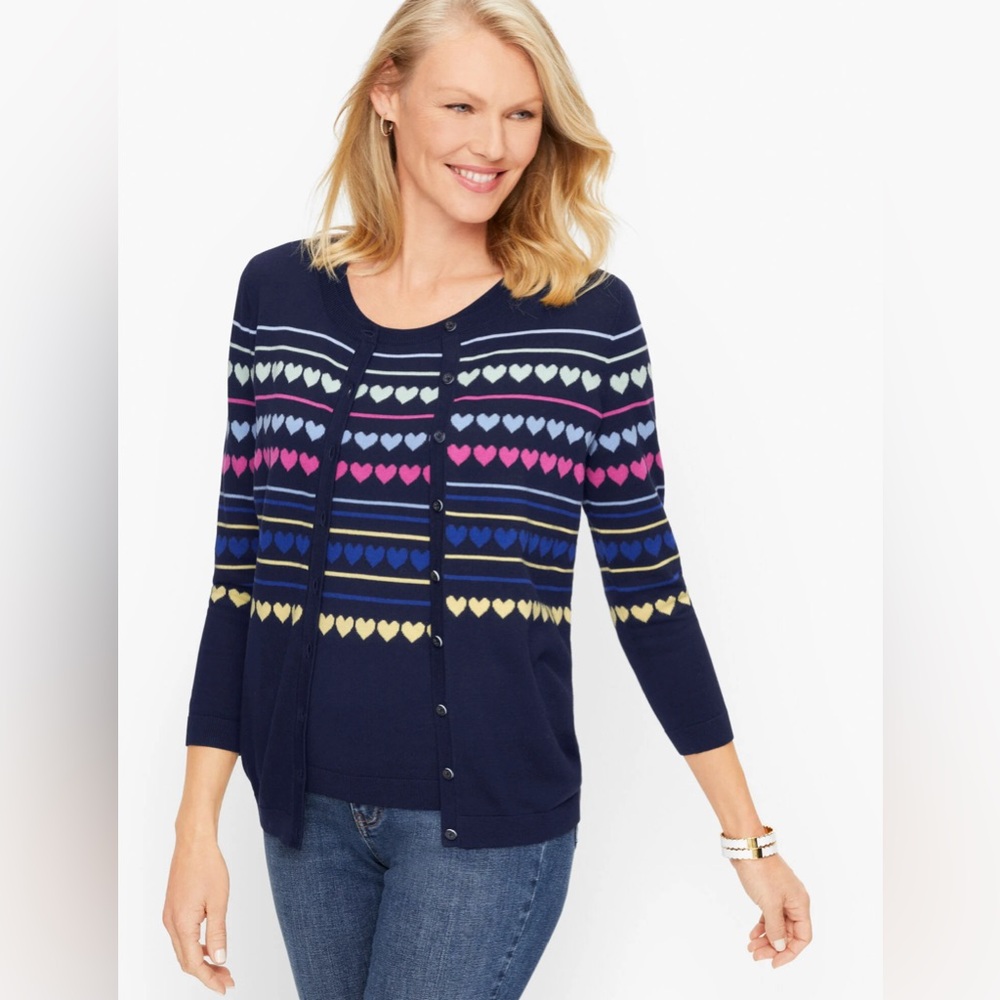 Talbots Heart Cardigan, Size Medium, Valentines Sweater